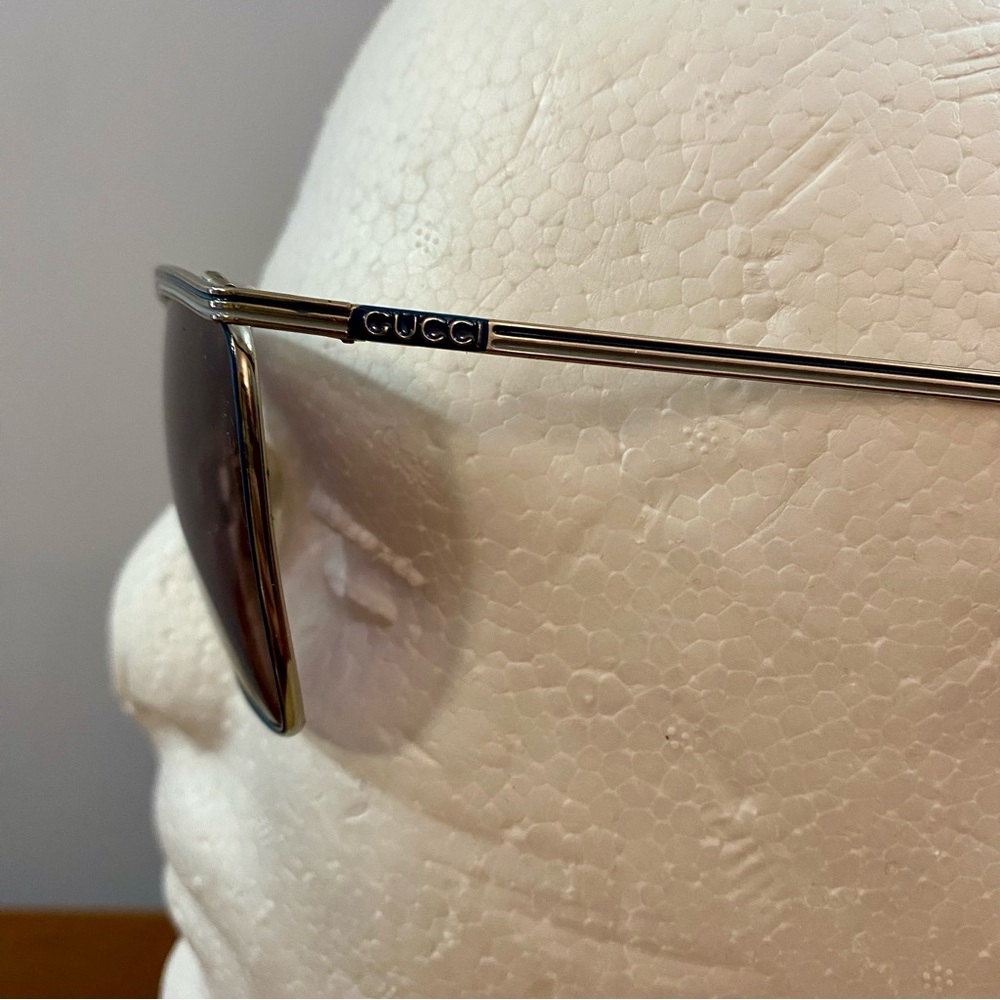 Gucci Vintage 70s Sunglasses Silver Plated Blue Authentic Sz 58-11-135 2204 Y2K - Picture 5 of 16